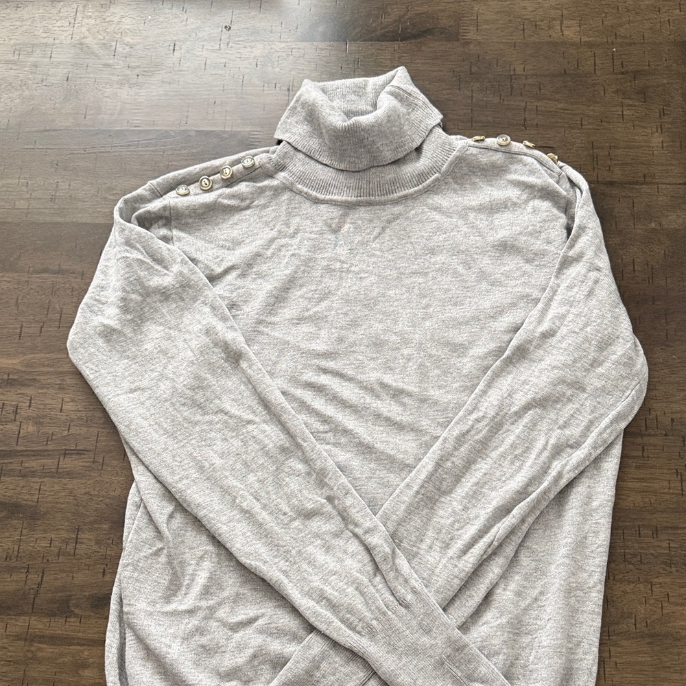 Joseph A Gray Turtleneck Sweater with Button Detail